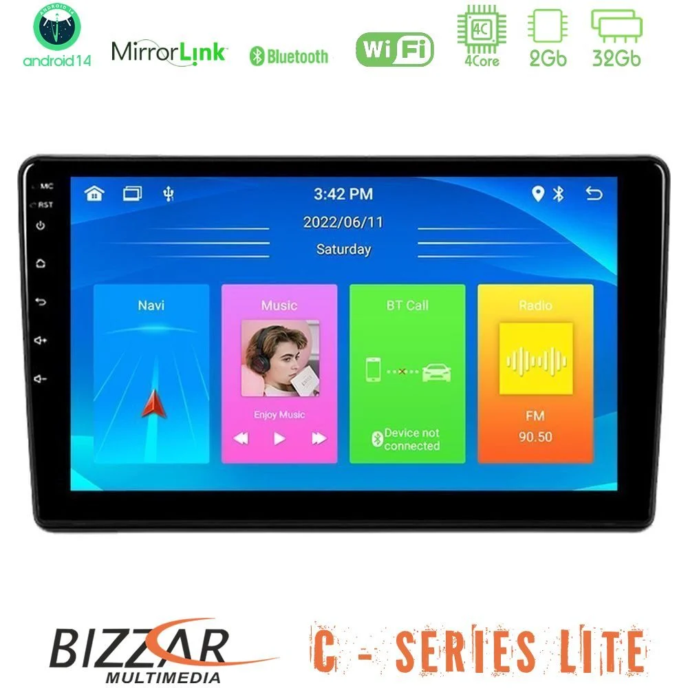 Bizzar C Series Lite 4Core Android14 2+32GB  Peugeot Partner / Citroën Berlingo 2008-2018 Navigation Multimedia Tablet 9"