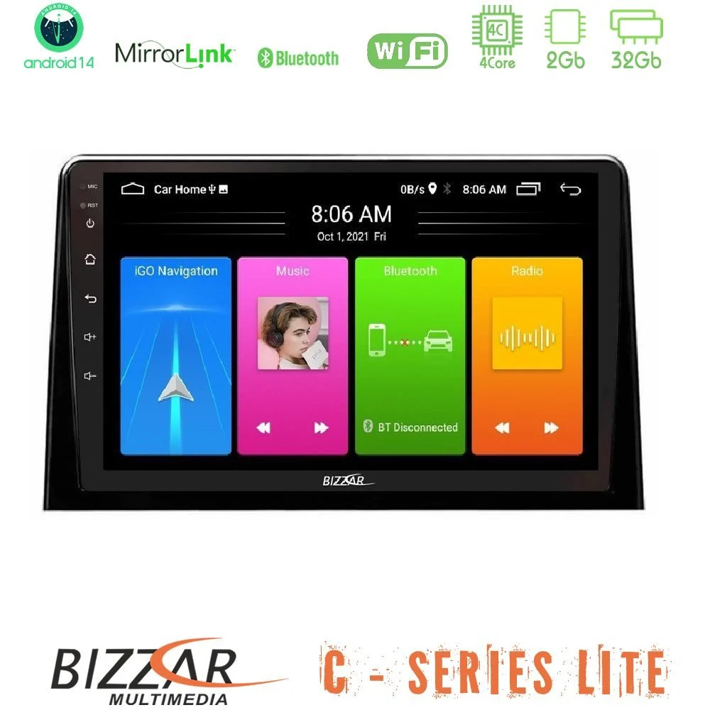 Bizzar C Series Lite 4Core Android14 2+32GB  Peugeot Partner / Citroën Berlingo 2020-> Navigation Multimedia Tablet 10"