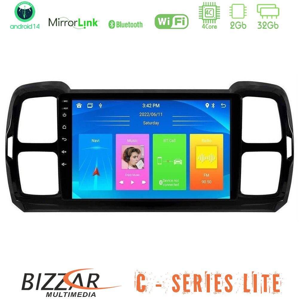 Bizzar C Series Lite 4Core Android14 2+32GB  Citroen DS5 Aircross 2017-2021 Navigation Multimedia Tablet 9"