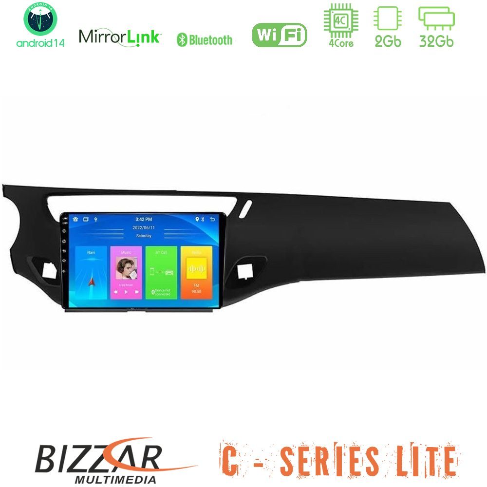 Bizzar C Series Lite 4Core Android14 2+32GB Citroen C3 2009-2016 Navigation Multimedia Tablet 9" (Μαύρο γυαλιστερό)