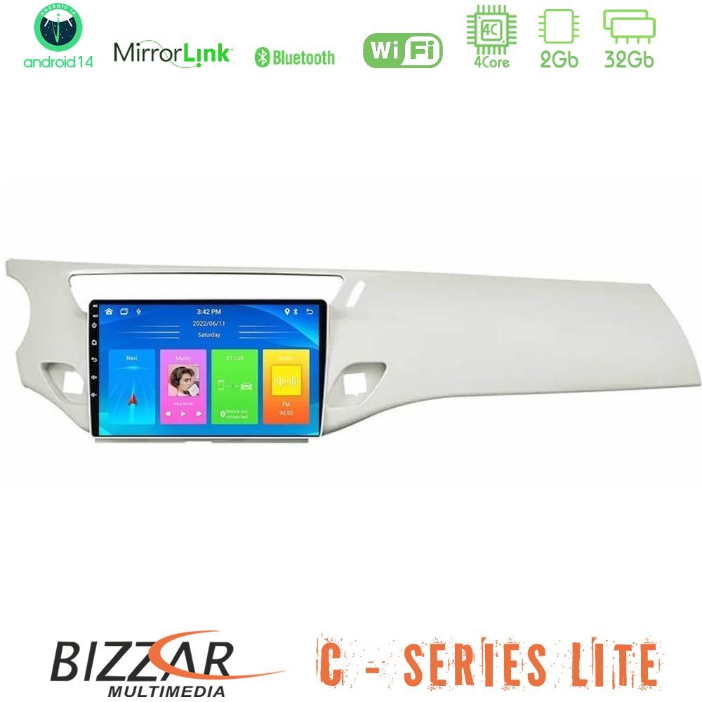 Bizzar C Series Lite 4Core Android14 2+32GB Citroen C3 2009-2016 Navigation Multimedia Tablet 9" (Άσπρο)