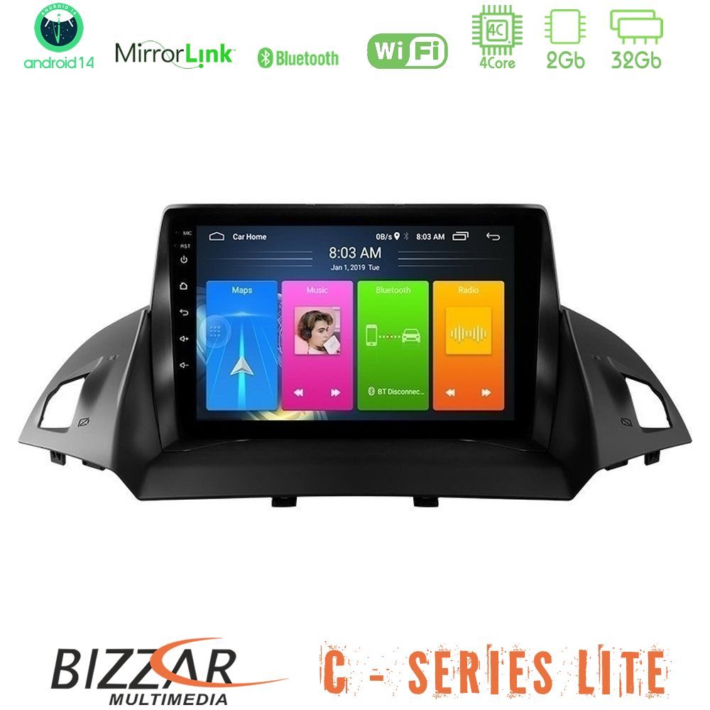 Bizzar C Series Lite 4Core Android14 2+32GB  Ford C-Max/Kuga Navigation Multimedia Tablet 9"
