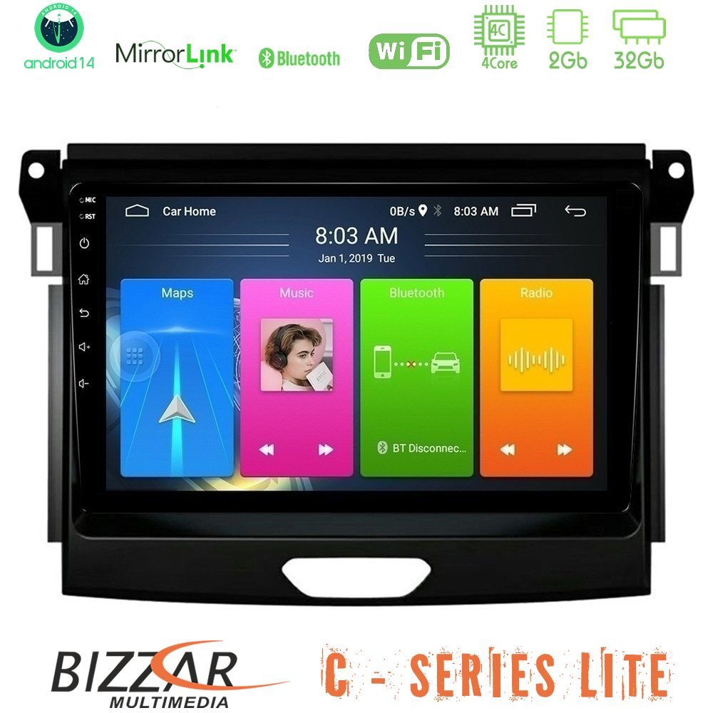 Bizzar C Series Lite 4Core Android14 2+32GB  Ford Ranger 2017-2022 Navigation Multimedia Tablet 9"