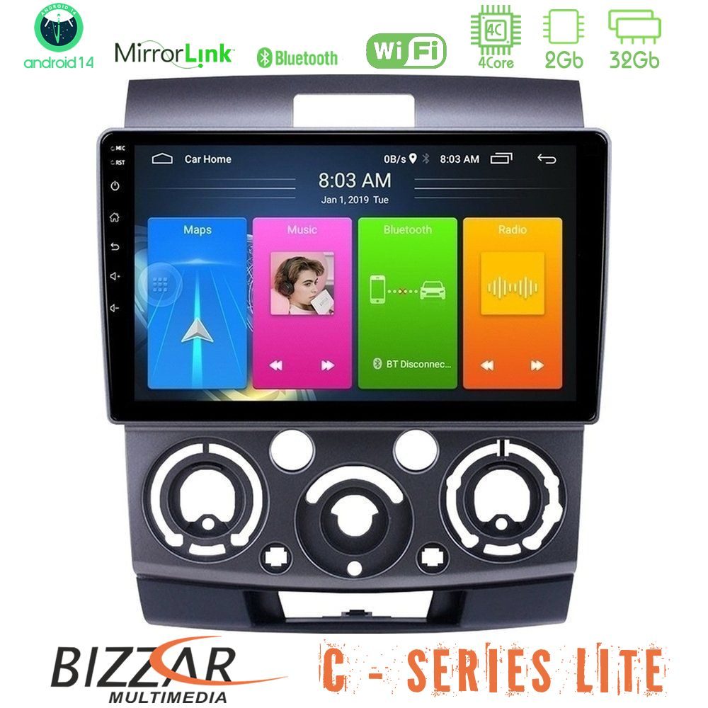 Bizzar C Series Lite 4Core Android14 2+32GB Ford Ranger/Mazda BT50 Navigation Multimedia Tablet 9"