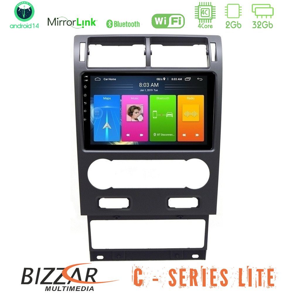 Bizzar C Series Lite 4Core Android14 2+32GB  Ford Mondeo 2004-2007 Navigation Multimedia Tablet 9"
