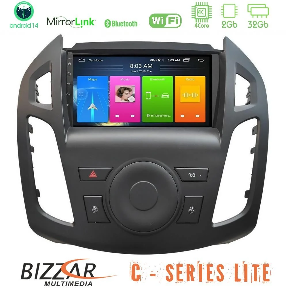 Bizzar C Series Lite 4Core Android14 2+32GB Ford Transit Connect 2013-2018 Navigation Multimedia Tablet 9"