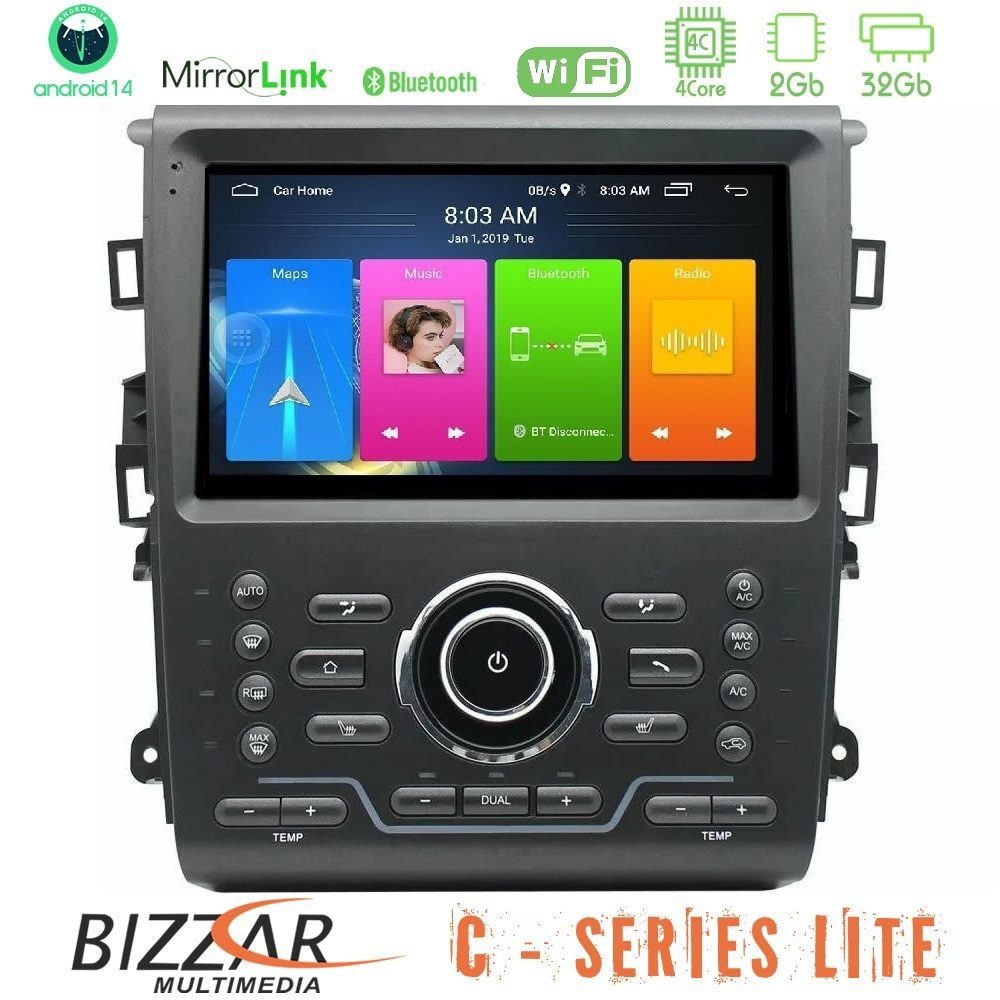 Bizzar C Series Lite 4Core Android14 2+32GB Ford Mondeo 2014-2021 Navigation Multimedia Tablet 9"