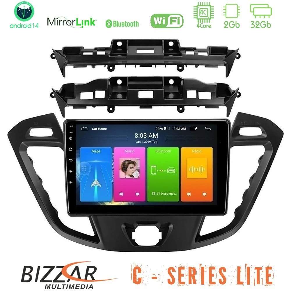 Bizzar C Series Lite 4Core Android14 2+32GB  Ford Transit Custom/Tourneo Custom Navigation Multimedia Tablet 9"