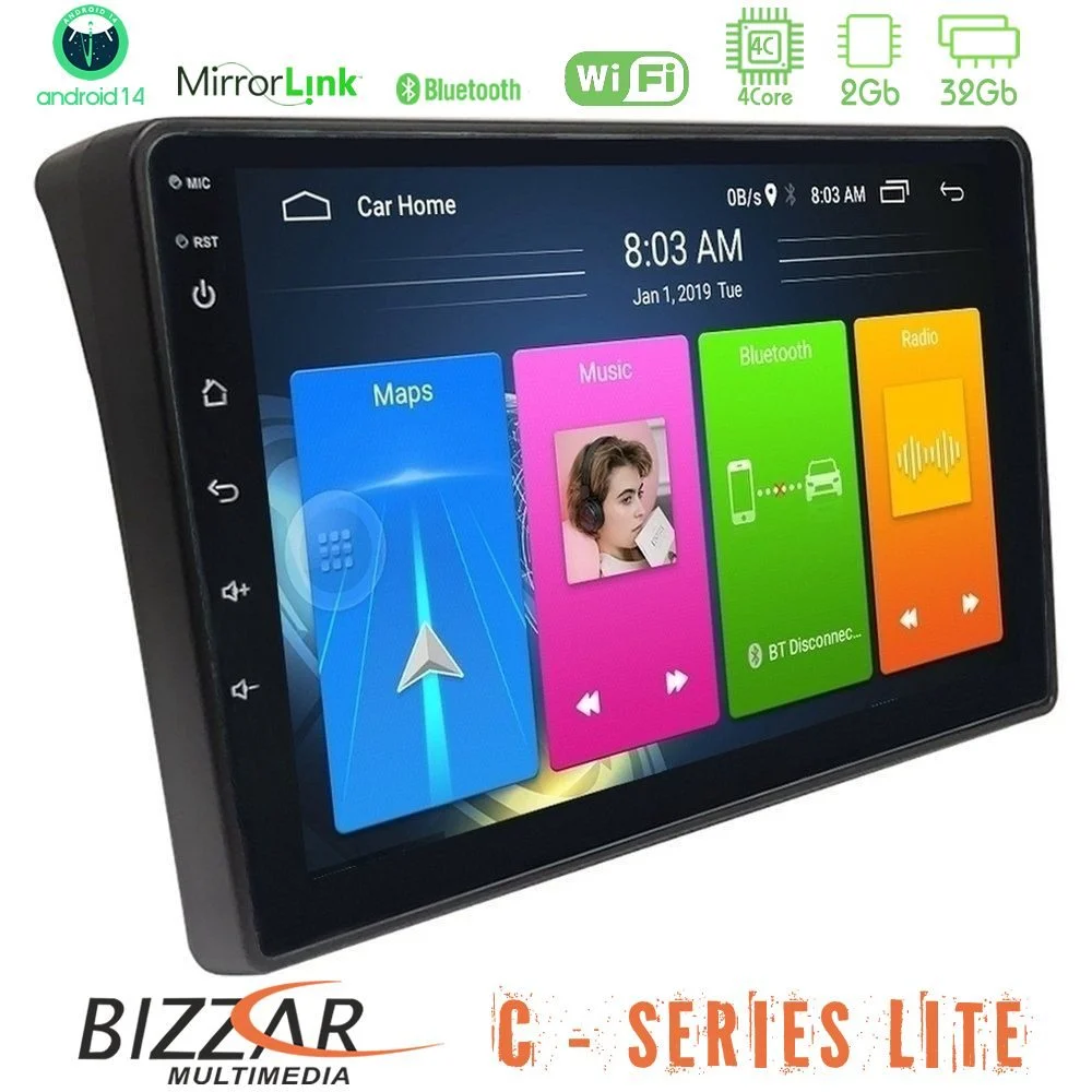 Bizzar C Series Lite 4Core Android14 2+32GB  Fiat Ducato/Citroen Jumper/Peugeot Boxer Navigation Multimedia Tablet 9"