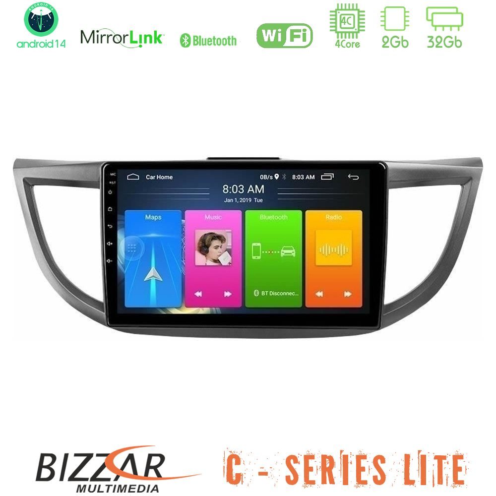 Bizzar C Series Lite 4Core Android14 2+32GB  Honda CRV 2012-2017 Navigation Multimedia Tablet 9"