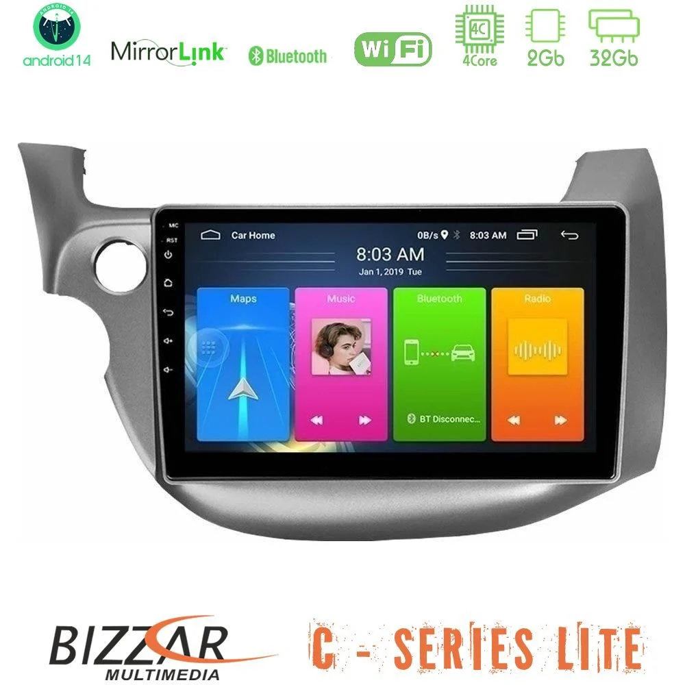 Bizzar C Series Lite 4Core Android14 2+32GB  Honda Jazz 2009-2013 Navigation Multimedia Tablet 10"