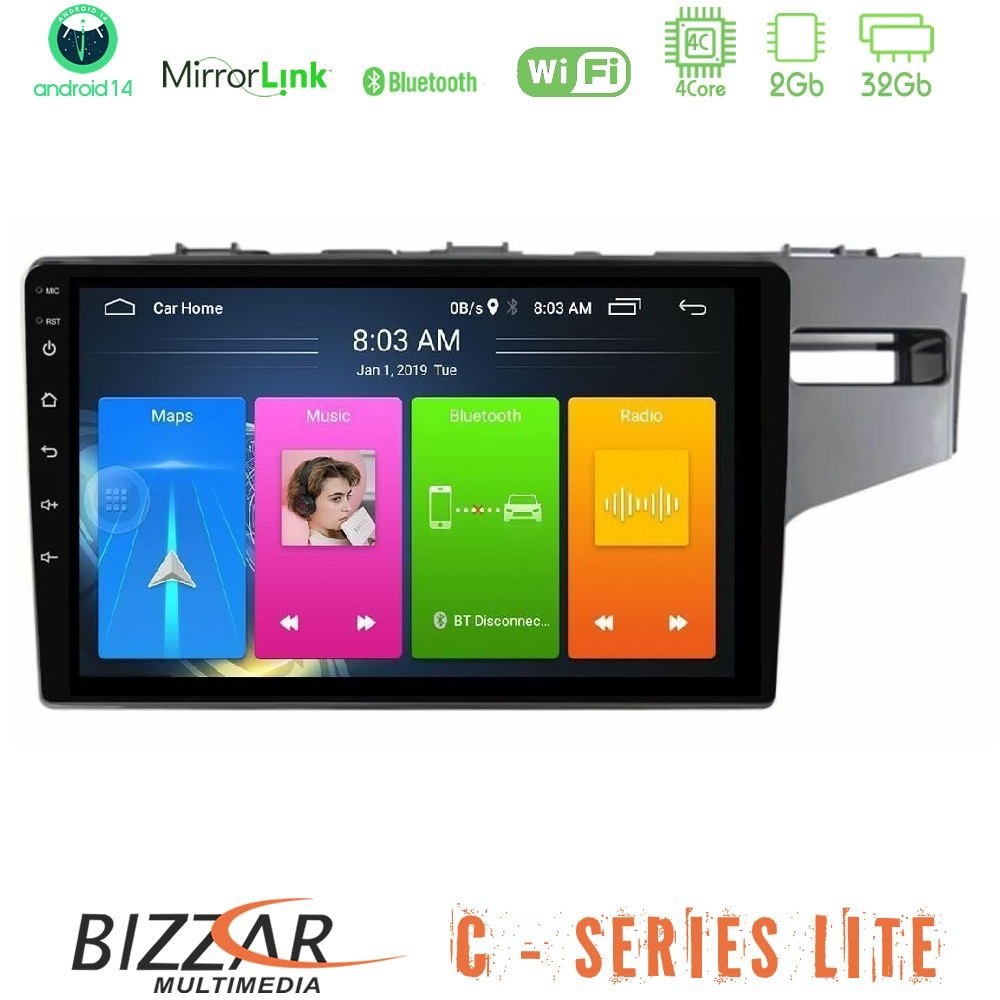 Bizzar C Series Lite 4Core Android14 2+32GB Honda Jazz 2013-2020 RHD Navigation Multimedia Tablet 9"