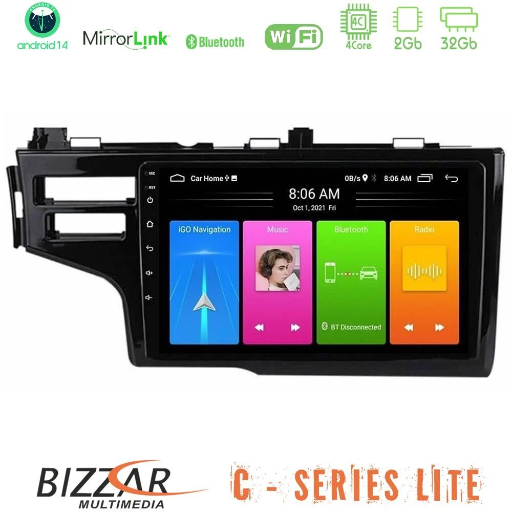 Bizzar C Series Lite 4Core Android14 2+32GB Honda Jazz 2013-2020 Navigation Multimedia Tablet 9"