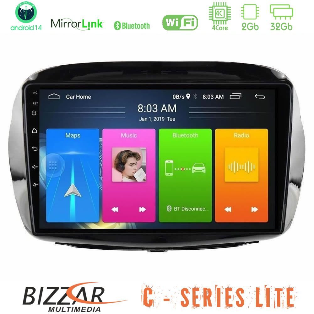 Bizzar C Series Lite 4Core Android14 2+32GB Honda FR-V 2004-2009 Navigation Multimedia Tablet 10"