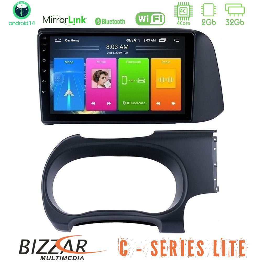 Bizzar C Series Lite 4Core Android14 2+32GB  Hyundai i10 Navigation Multimedia Tablet 9"