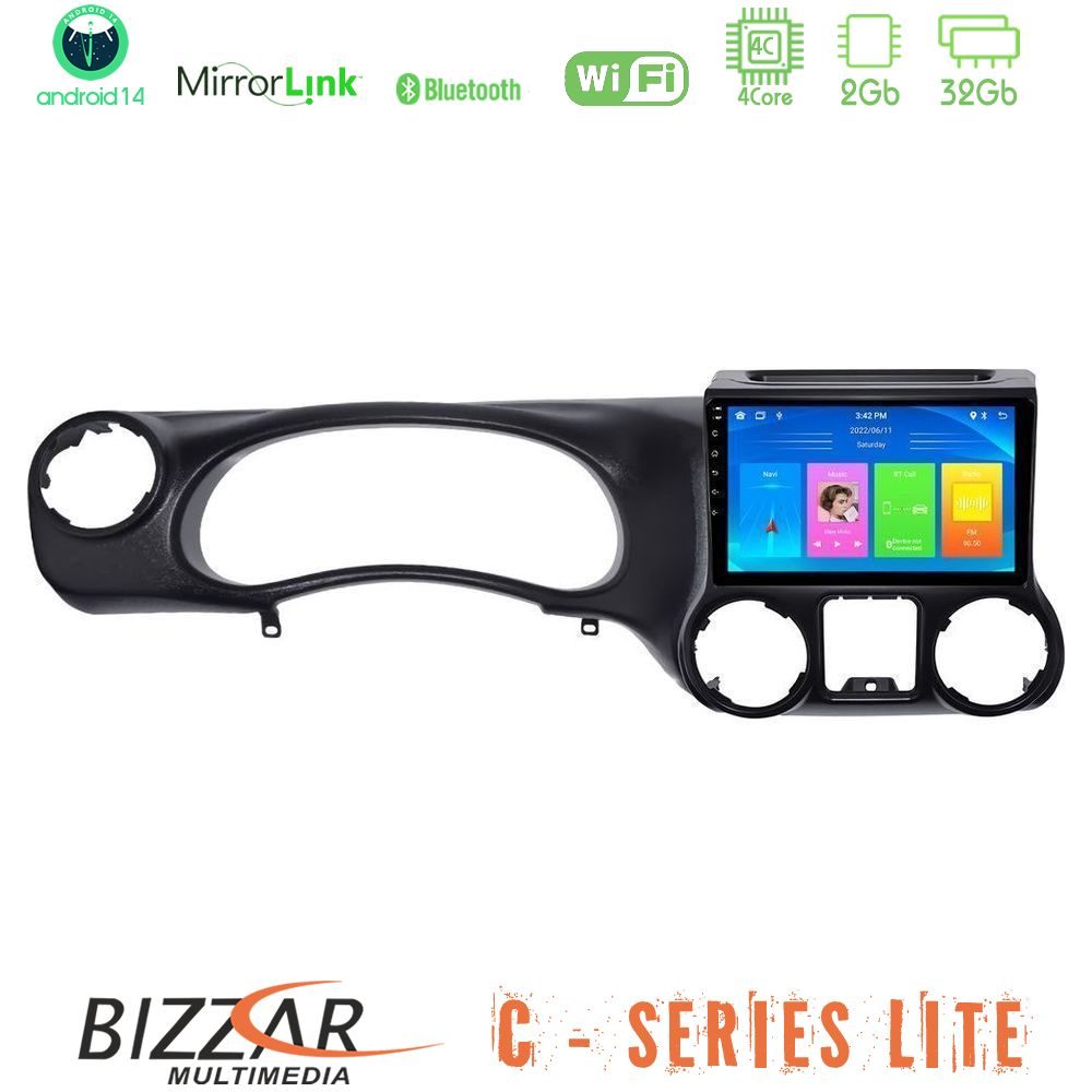 Bizzar C Series Lite 4Core Android14 2+32GB Jeep Wrangler 2011-2014 Navigation Multimedia Tablet 10"