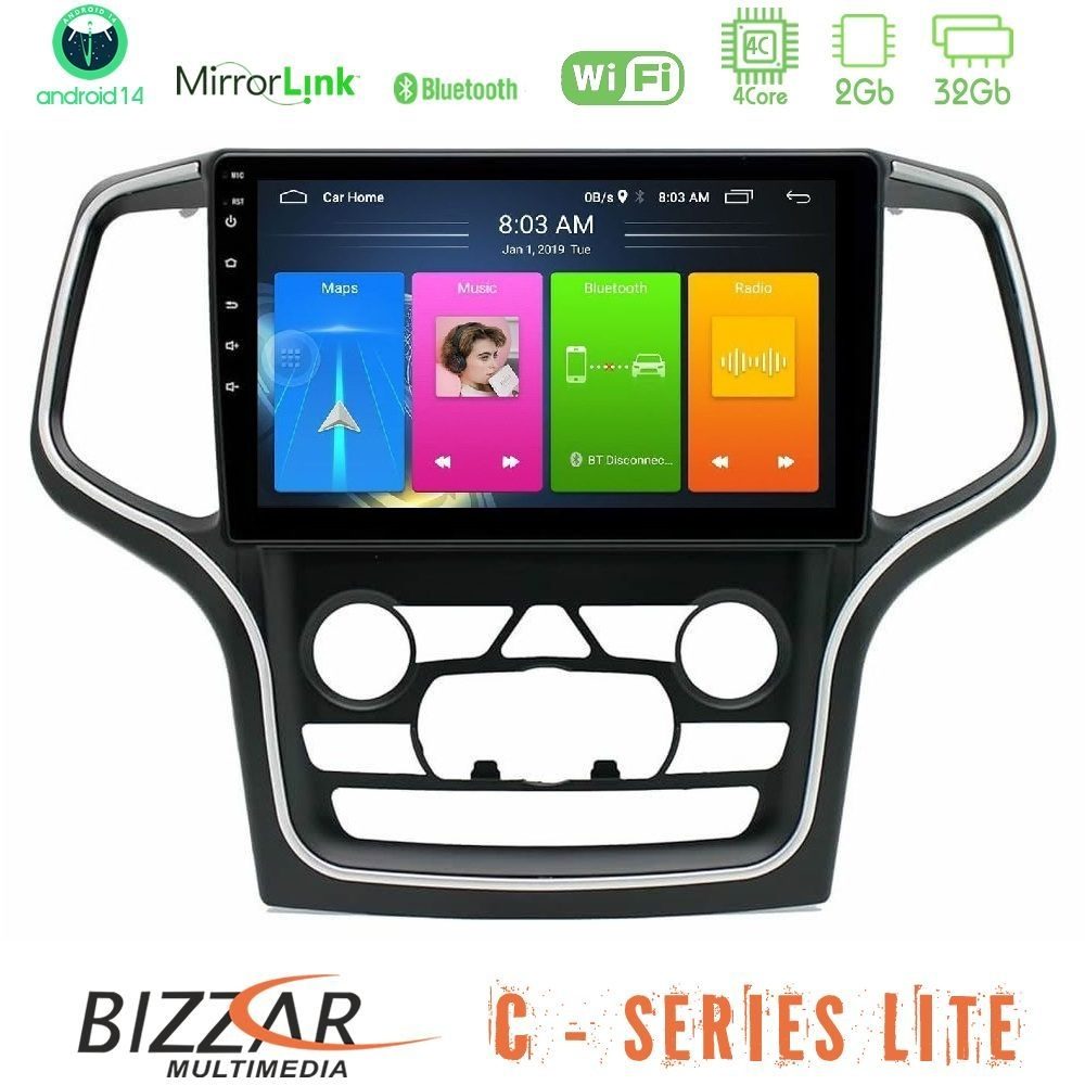 Bizzar C Series Lite 4Core Android14 2+32GB Jeep Grand Cherokee 2014-2020 Navigation Multimedia Tablet 10"
