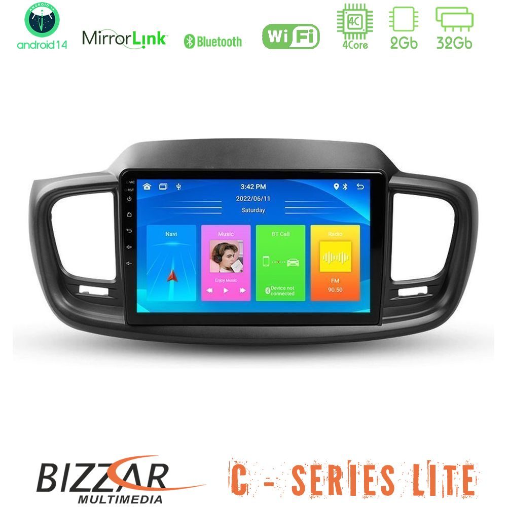 Bizzar C Series Lite 4Core Android14 2+32GB Kia Sorento 2018-2021 Navigation Multimedia Tablet 9"