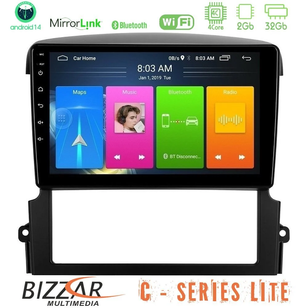 Bizzar C Series Lite 4Core Android14 2+32GB  Kia Sorento Navigation Multimedia Tablet 9"