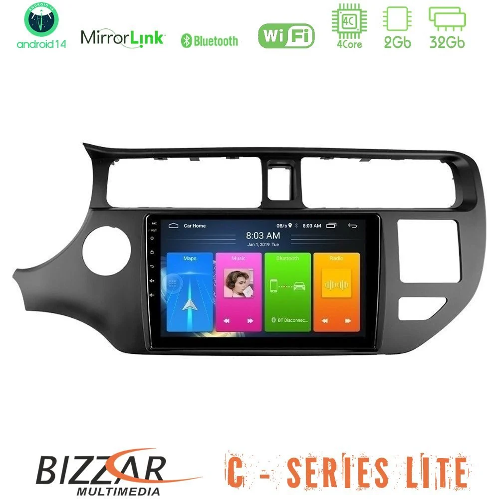 Bizzar C Series Lite 4Core Android14 2+32GB  Kia Rio 2011-2015 Navigation Multimedia Tablet 9"