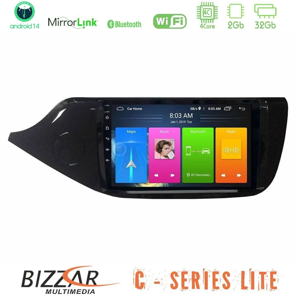 Bizzar C Series Lite 4Core Android14 2+32GB Kia Ceed 2013-2017 Navigation Multimedia Tablet 9"