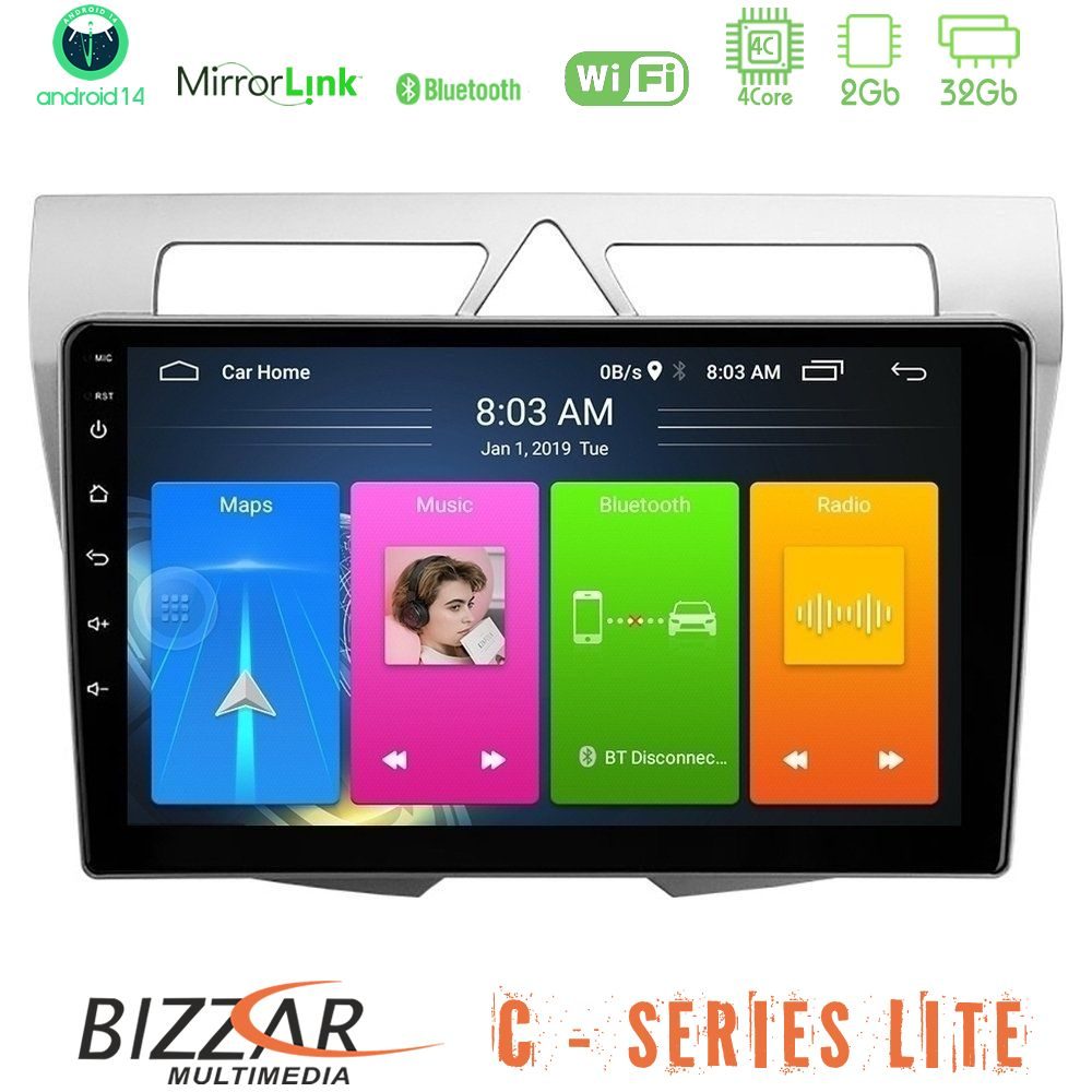 Bizzar C Series Lite 4Core Android14 2+32GB Kia Picanto Navigation Multimedia Tablet 9"
