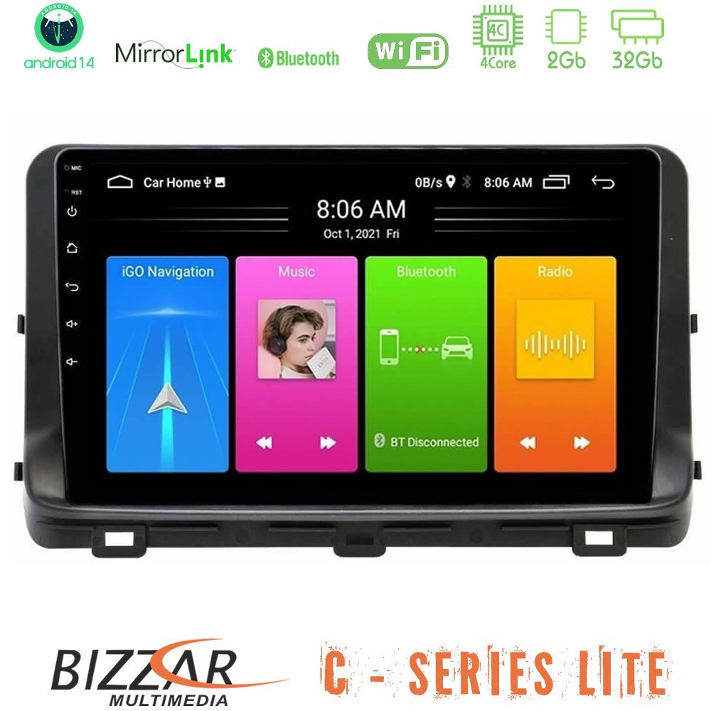 Bizzar C Series Lite 4Core Android14 2+32GB Kia Ceed 2018-2023 Navigation Multimedia Tablet 10"