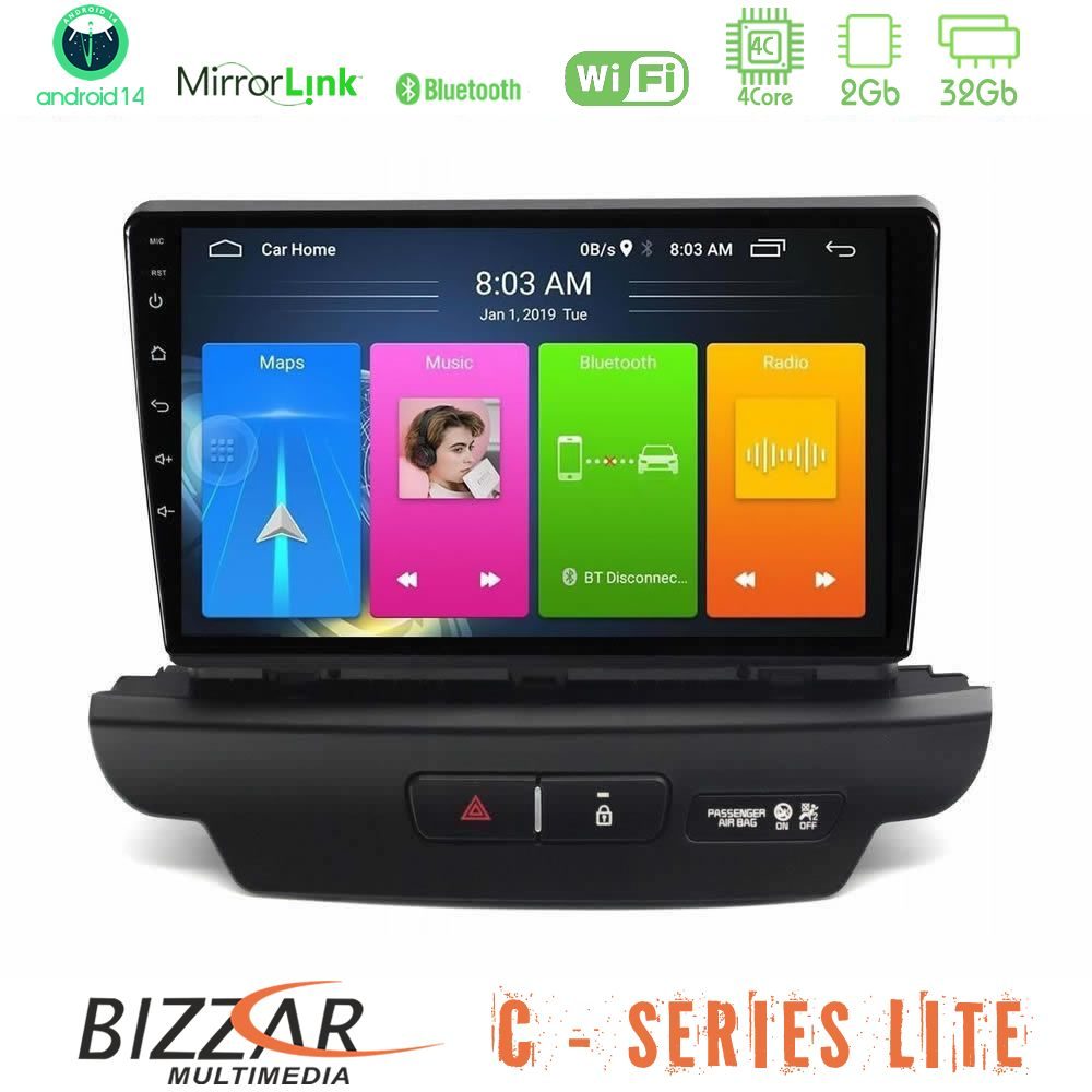 Bizzar C Series Lite 4Core Android14 2+32GB Kia Ceed 2018-2023 Navigation Multimedia Tablet 9" (Low Version)