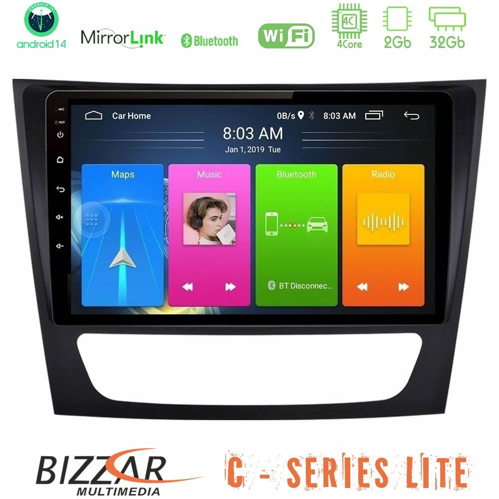 Bizzar C Series Lite 4Core Android14 2+32GB Mercedes E Class / CLS Class Navigation Multimedia Tablet 9"