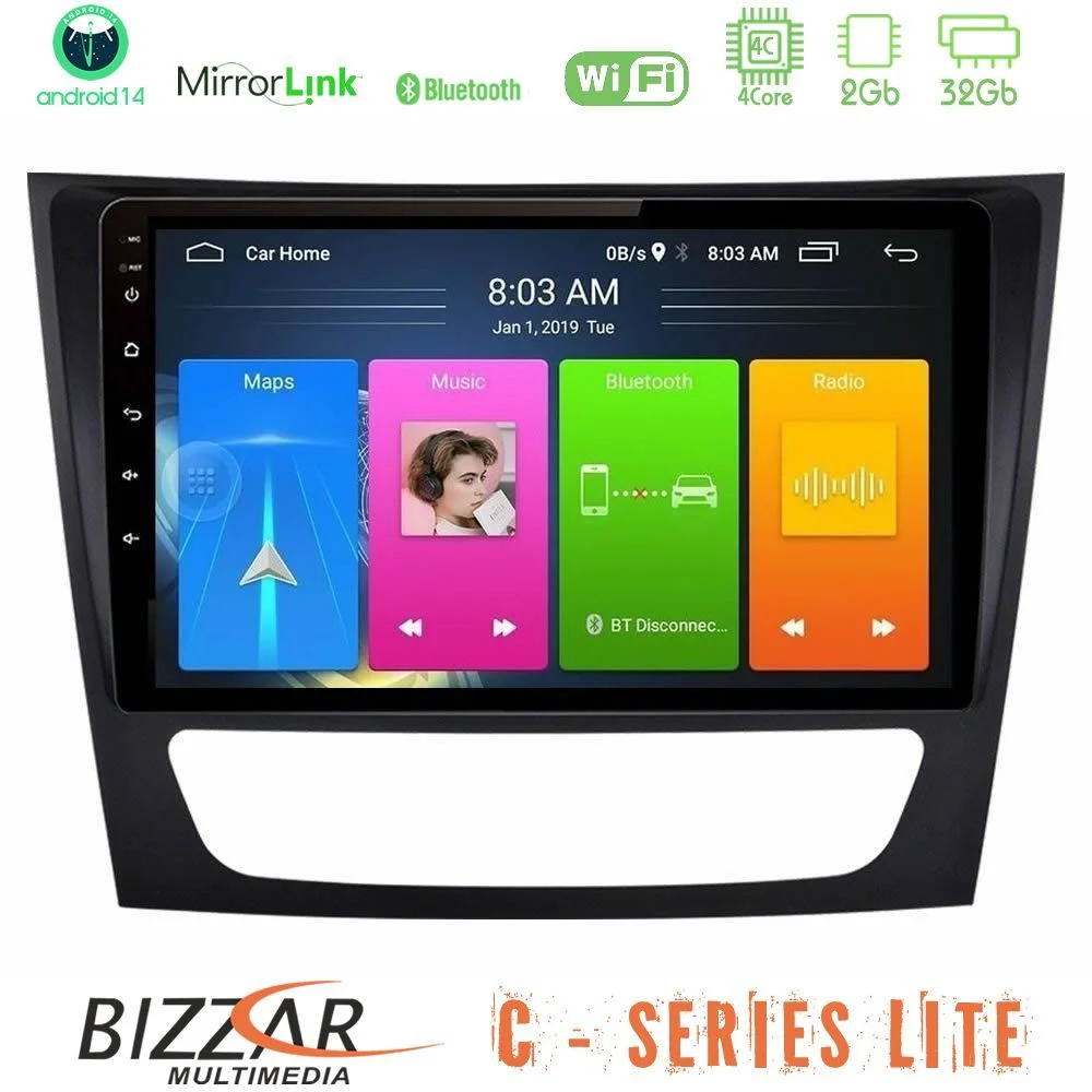 Bizzar C Series Lite 4Core Android14 2+32GB Mercedes E Class / CLS Class Navigation Multimedia Tablet 9"
