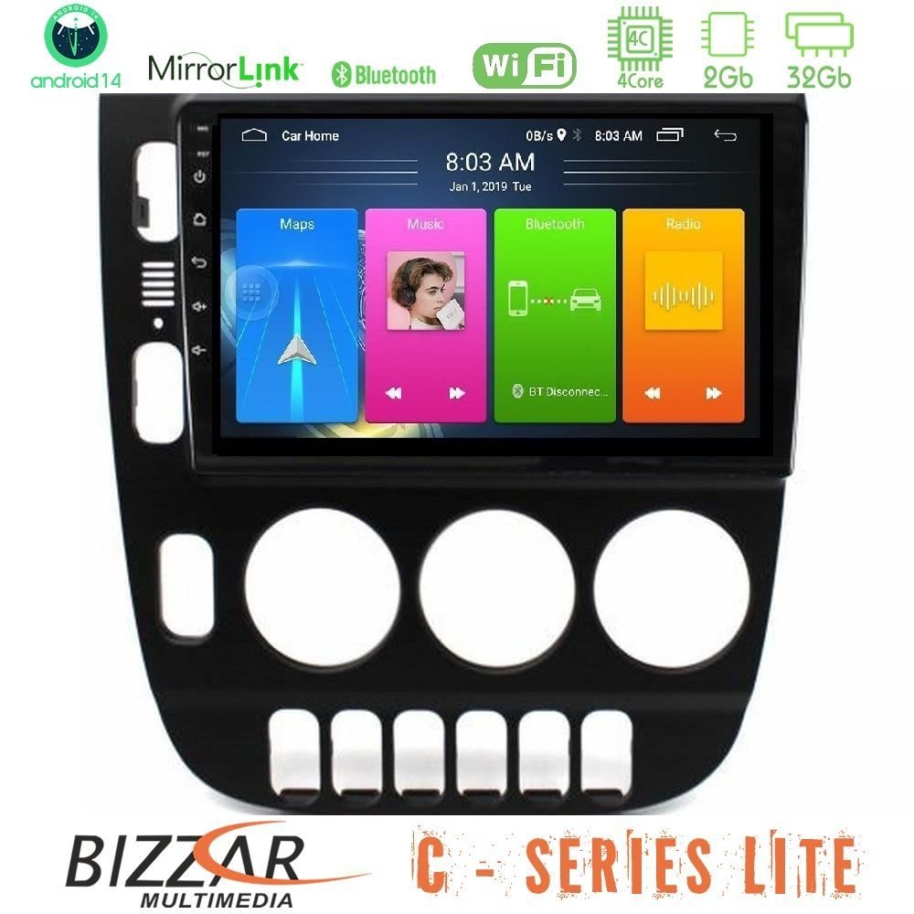 Bizzar C Series Lite 4Core Android14 2+32GB Mercedes ML Class (W163) 1998-2005 Navigation Multimedia Tablet 9"
