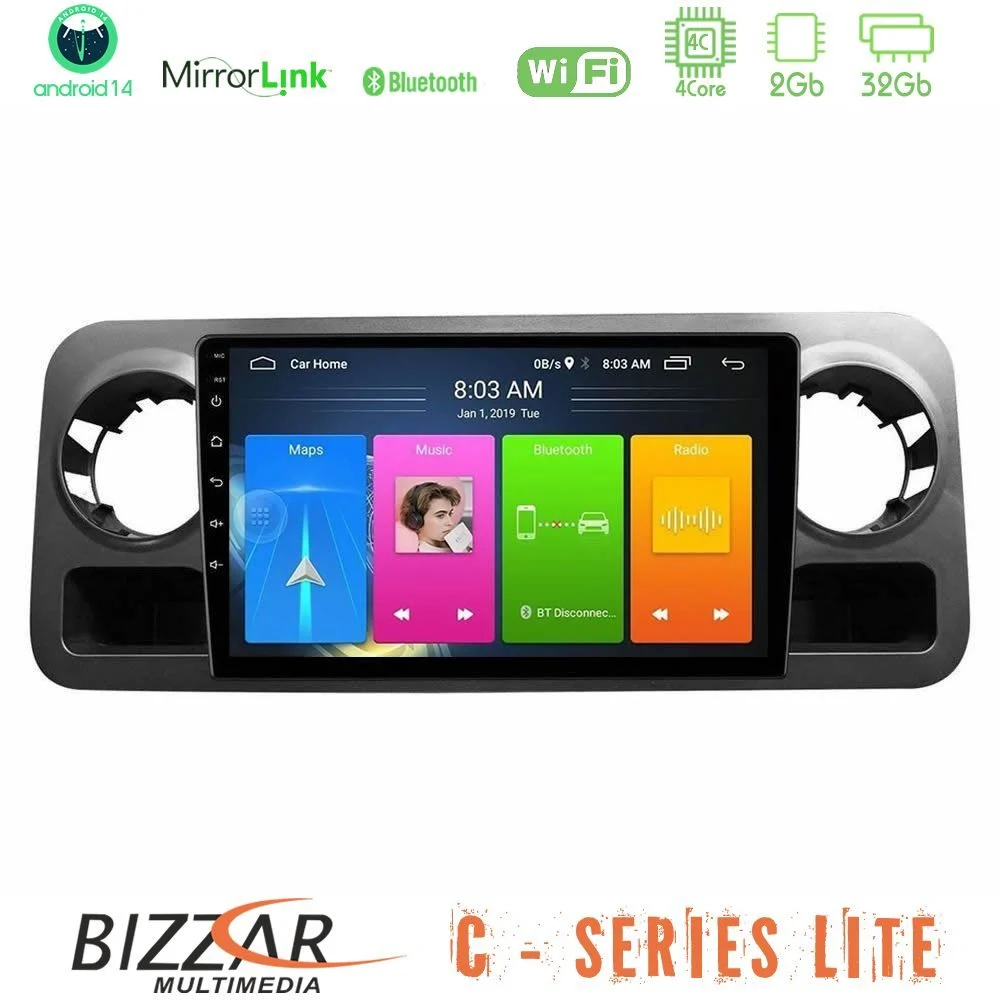 Bizzar C Series Lite 4Core Android14 2+32GB  Mercedes Sprinter W907 Navigation Multimedia Tablet 10"