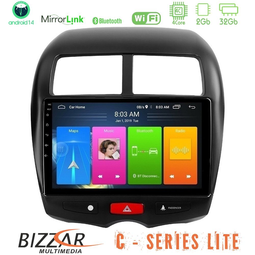 Bizzar C Series Lite 4Core Android14 2+32GB Mitsubishi ASX Navigation Multimedia Tablet 10"