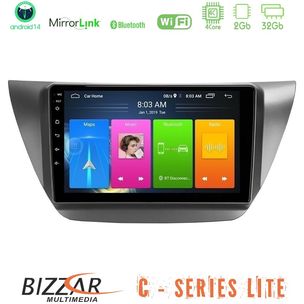 Bizzar C Series Lite 4Core Android14 2+32GB Mitsubishi Lancer 2004 – 2008 Navigation Multimedia Tablet 9"