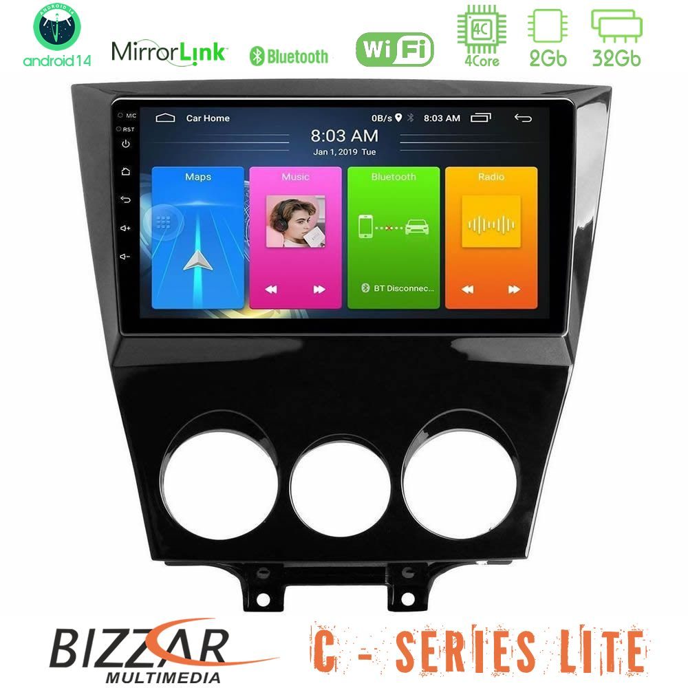 Bizzar C Series Lite 4Core Android14 2+32GB Mazda RX8 2008-2012 Navigation Multimedia Tablet 9"