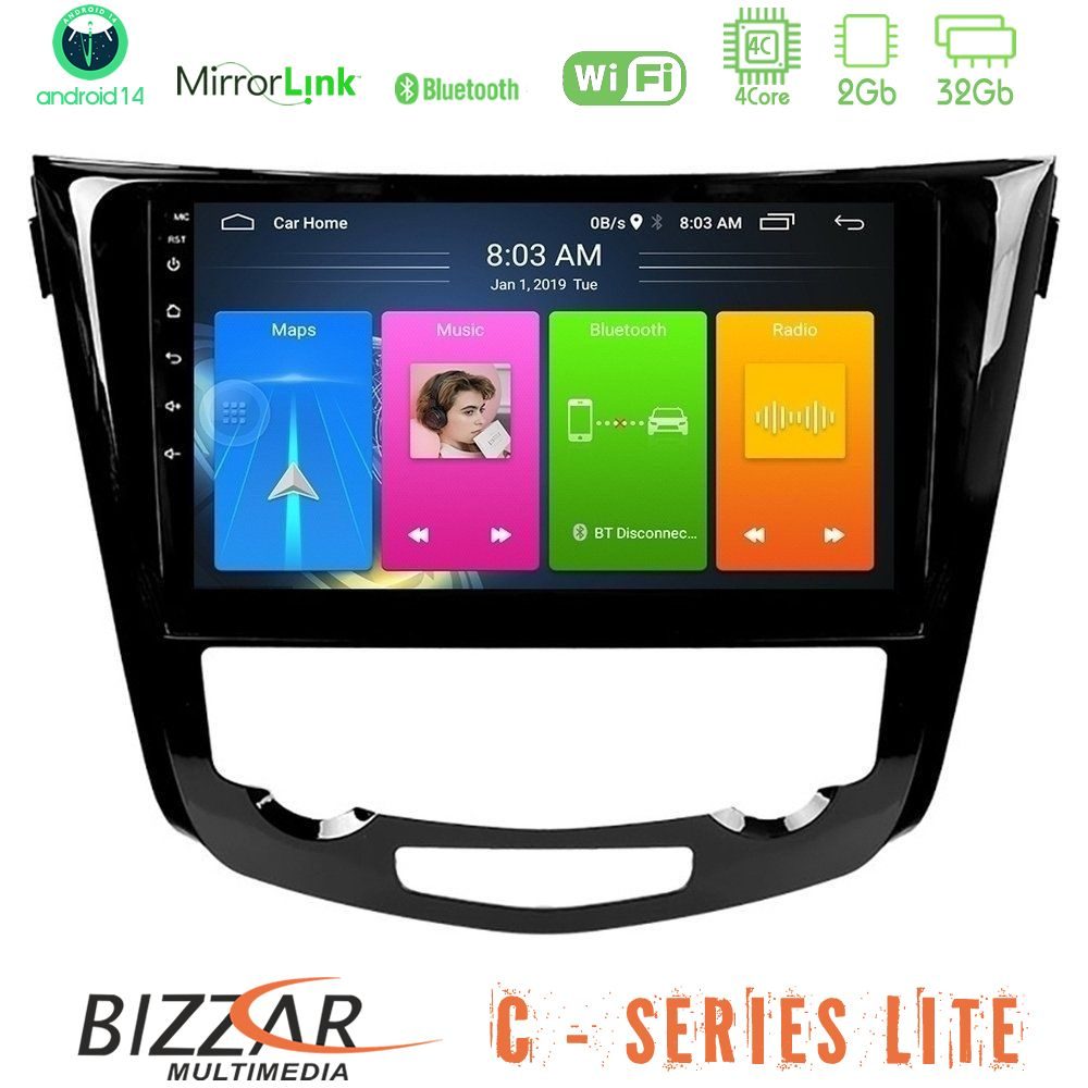 Bizzar C Series Lite 4Core Android14 2+32GB Nissan Qashqai J11 (AUTO A/C) Navigation Multimedia Tablet 10"