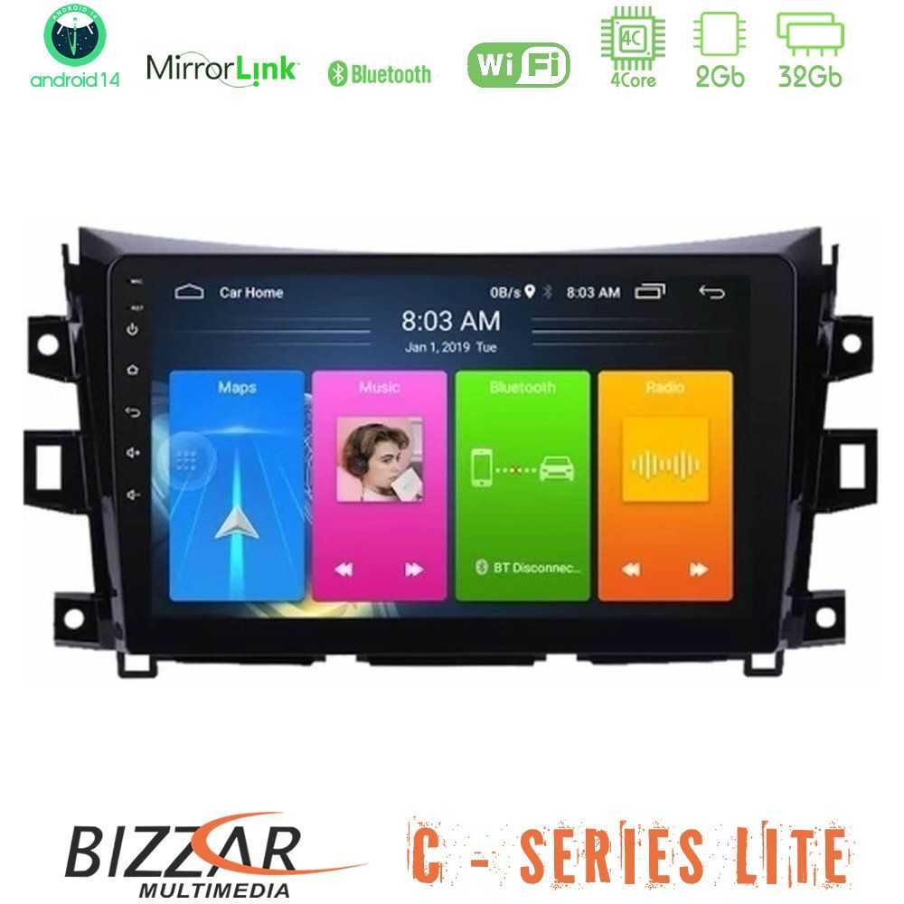 Bizzar C Series Lite 4Core Android14 2+32GB  Nissan Navara NP300 Navigation Multimedia Tablet 9"