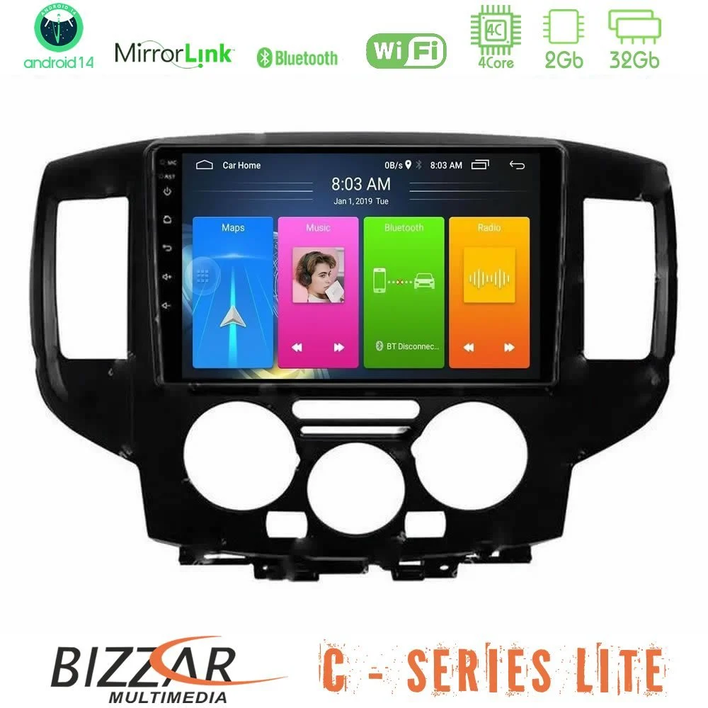 Bizzar C Series Lite 4Core Android14 2+32GB  Nissan NV200 Navigation Multimedia Tablet 9"   (Μαύρο)