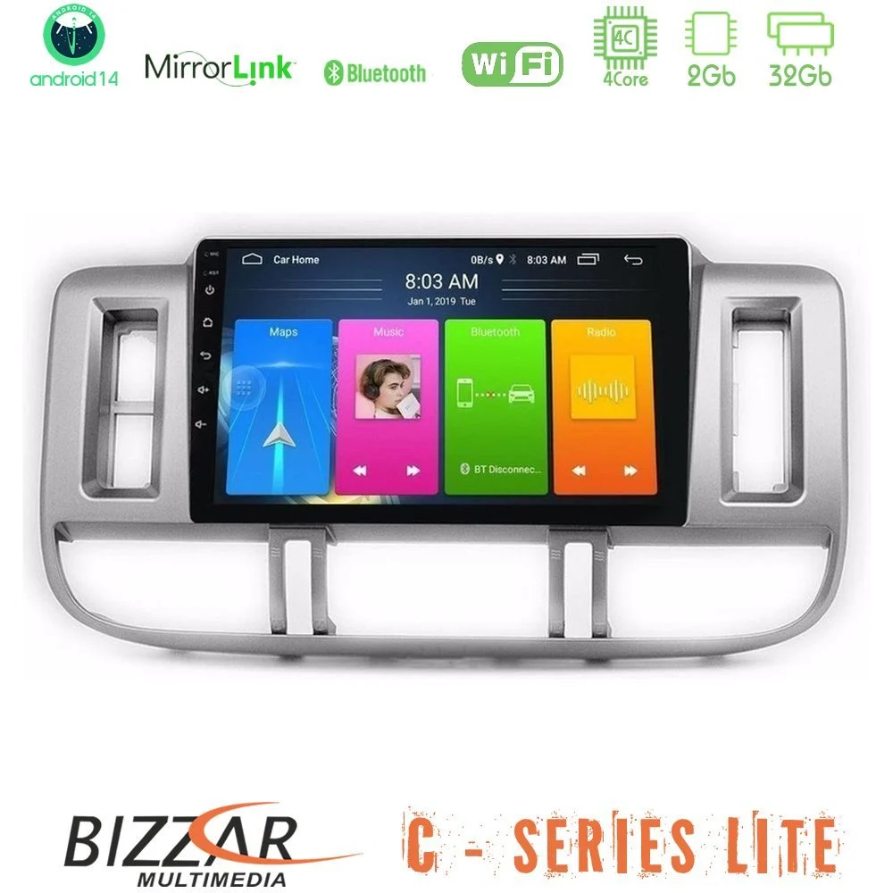 Bizzar C Series Lite 4Core Android14 2+32GB Nissan X-Trail (T30) 2000-2003 Navigation Multimedia Tablet 9"
