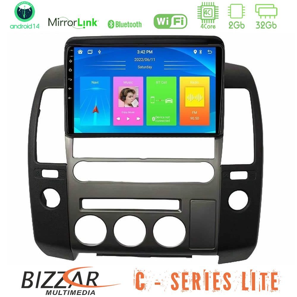Bizzar C Series Lite 4Core Android14 2+32GB   Nissan Navara D40 2006-2012 (με εργ.οθόνη) Navigation Multimedia Tablet 9"