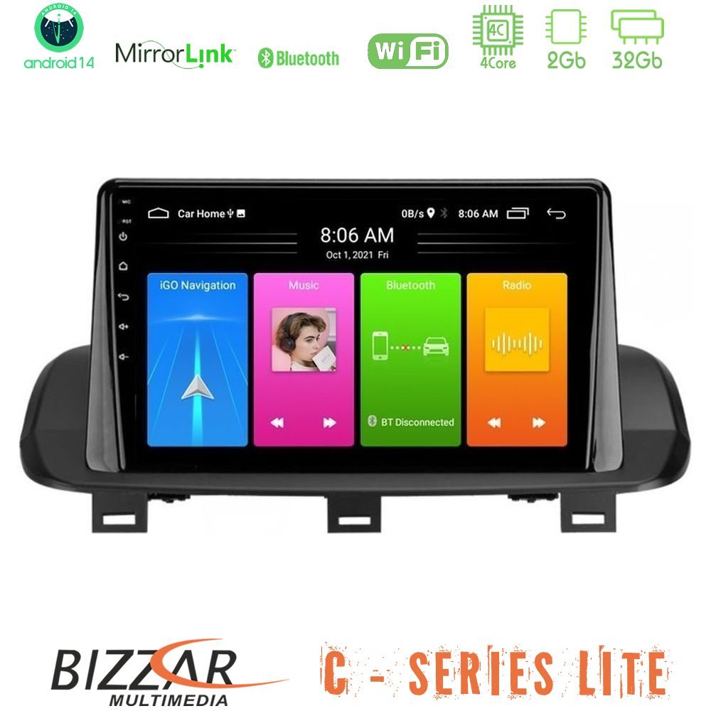 Bizzar C Series Lite 4Core Android14 2+32GB Nissan Qashqai J12 amp; X-Trail T33 Navigation Multimedia Tablet 10"