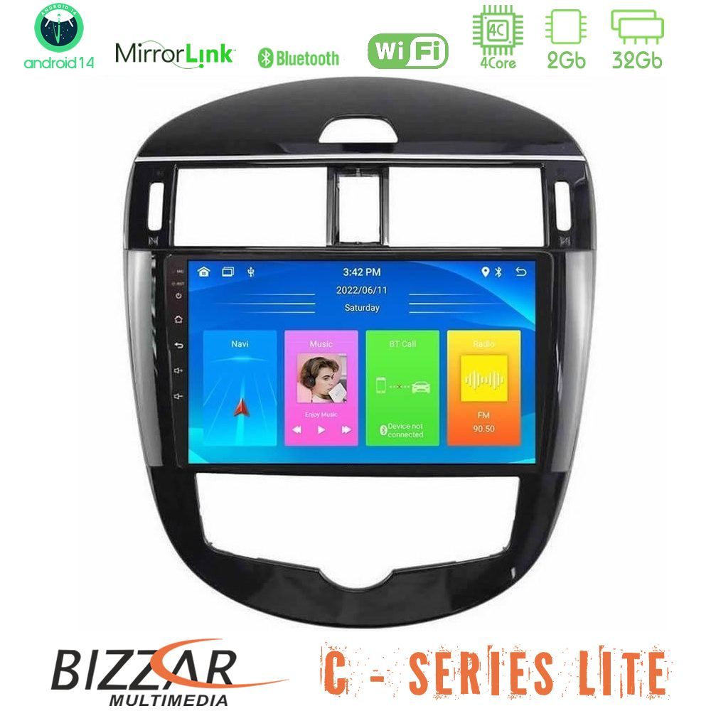 Bizzar C Series Lite 4Core Android14 2+32GB  Nissan Pulsar 2015-2018 Navigation Multimedia Tablet 9"