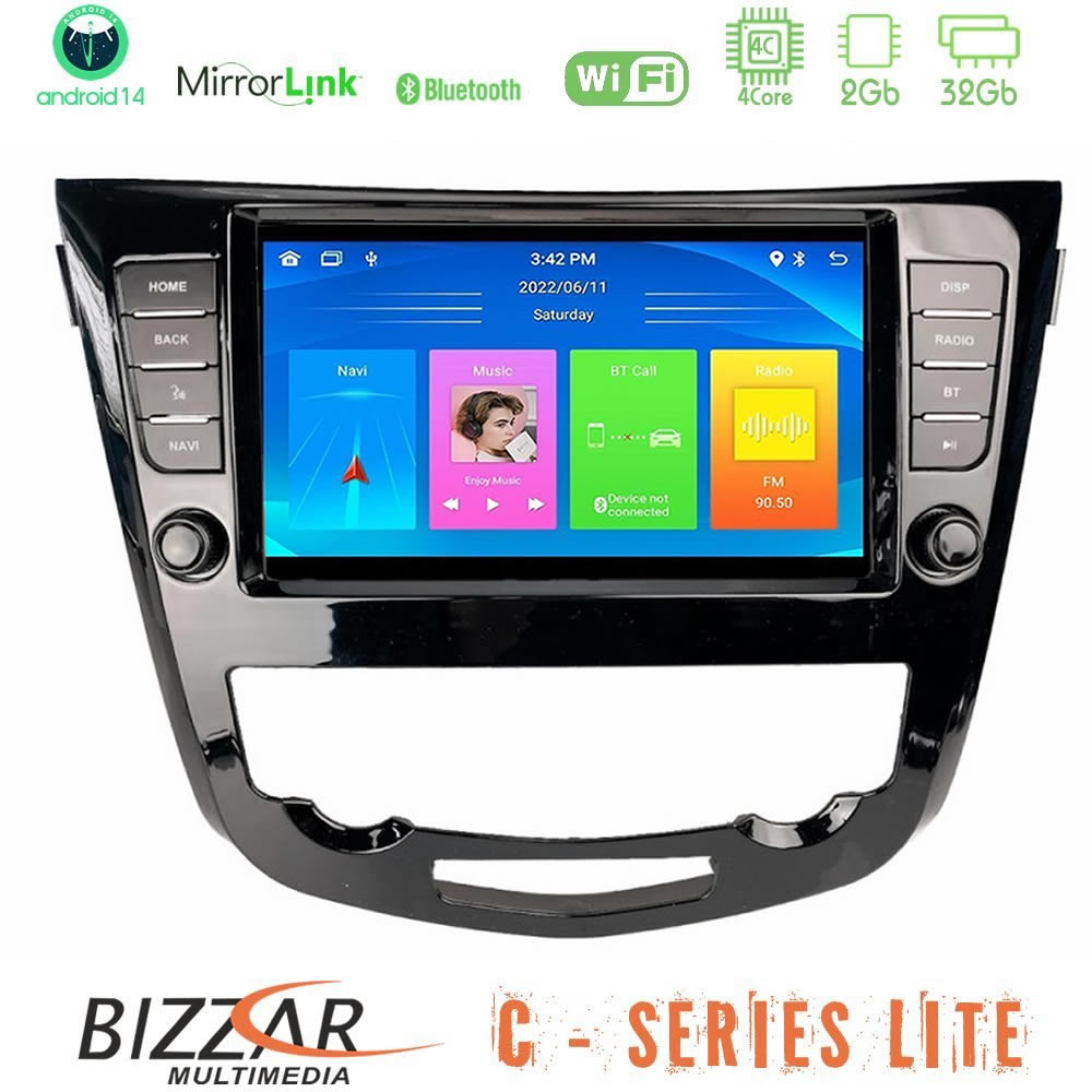 Bizzar C Series Lite 4Core Android14 2+32GB Nissan Qashqai J11 (AUTO A/C) Navigation Multimedia Tablet 9"