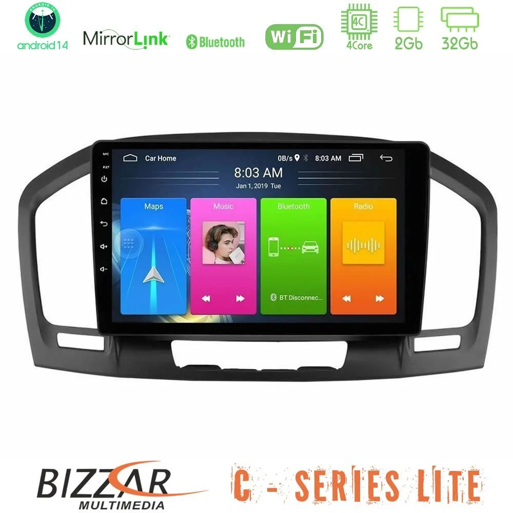 Bizzar C Series Lite 4Core Android14 2+32GB Opel Insignia 2008-2013 Navigation Multimedia Tablet 9"