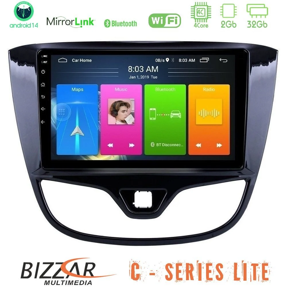 Bizzar C Series Lite 4Core Android14 2+32GB Opel Karl 2017-2019 Navigation Multimedia Tablet 9"