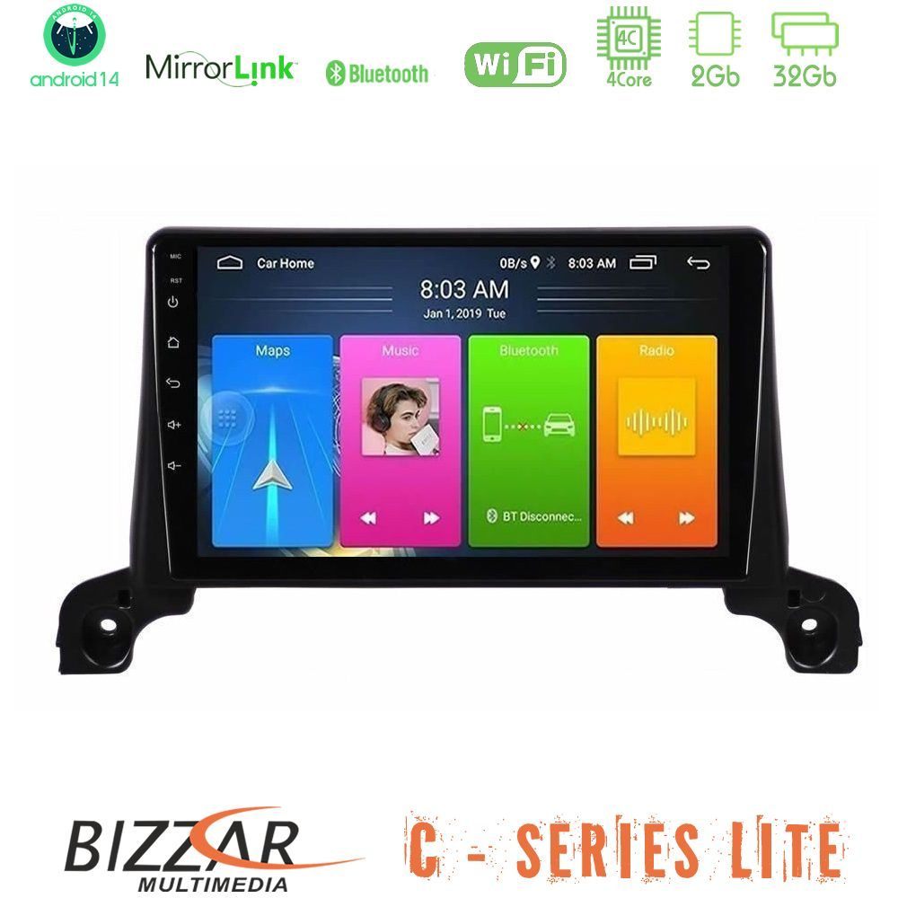 Bizzar C Series Lite 4Core Android14 2+32GB Peugeot 3008/5008 2017-2023 Navigation Multimedia Tablet 9"