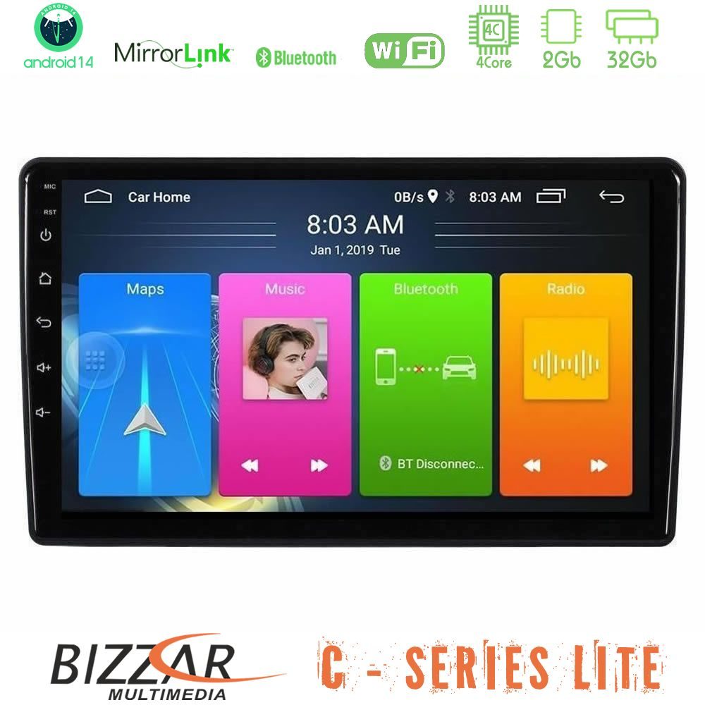 Bizzar C Series Lite 4Core Android14 2+32GB Opel Vivaro/Renault Trafic/Nissan Primastar Navigation Multimedia Tablet 10"