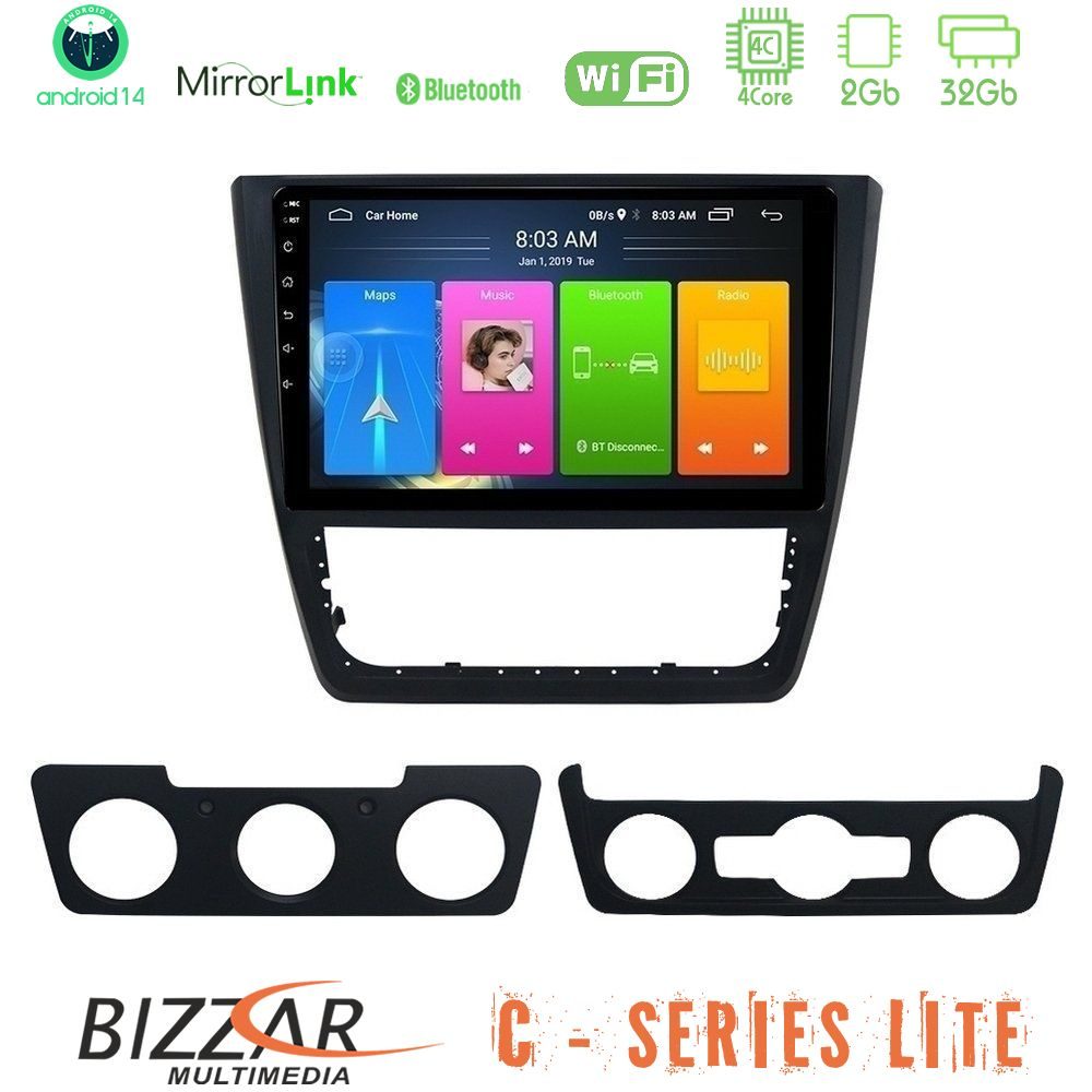 Bizzar C Series Lite 4Core Android14 2+32GB Skoda Yeti 2009-> Navigation Multimedia Tablet 10"