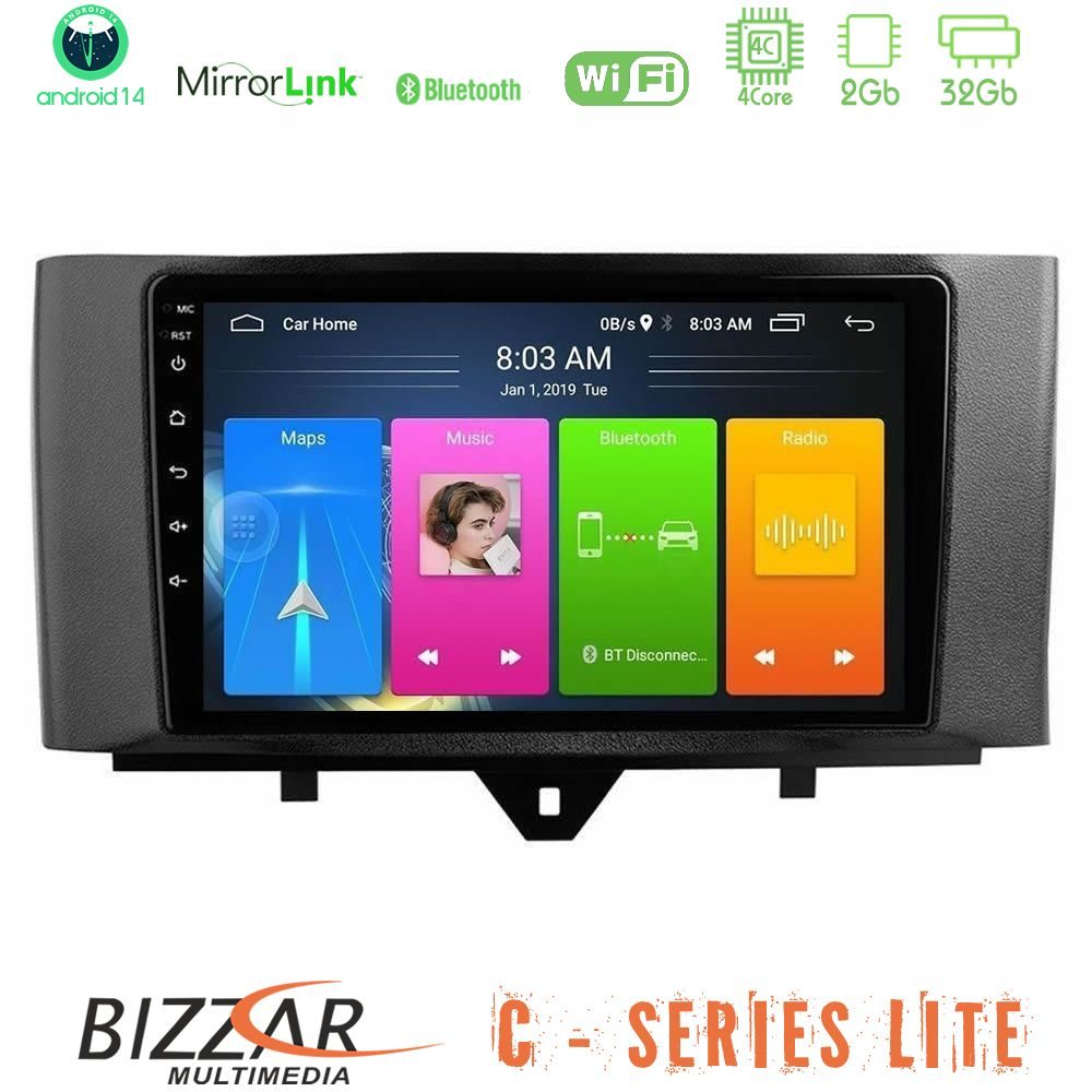 Bizzar C Series Lite 4Core Android14 2+32GB Smart 451 Facelift Navigation Multimedia Tablet 9"