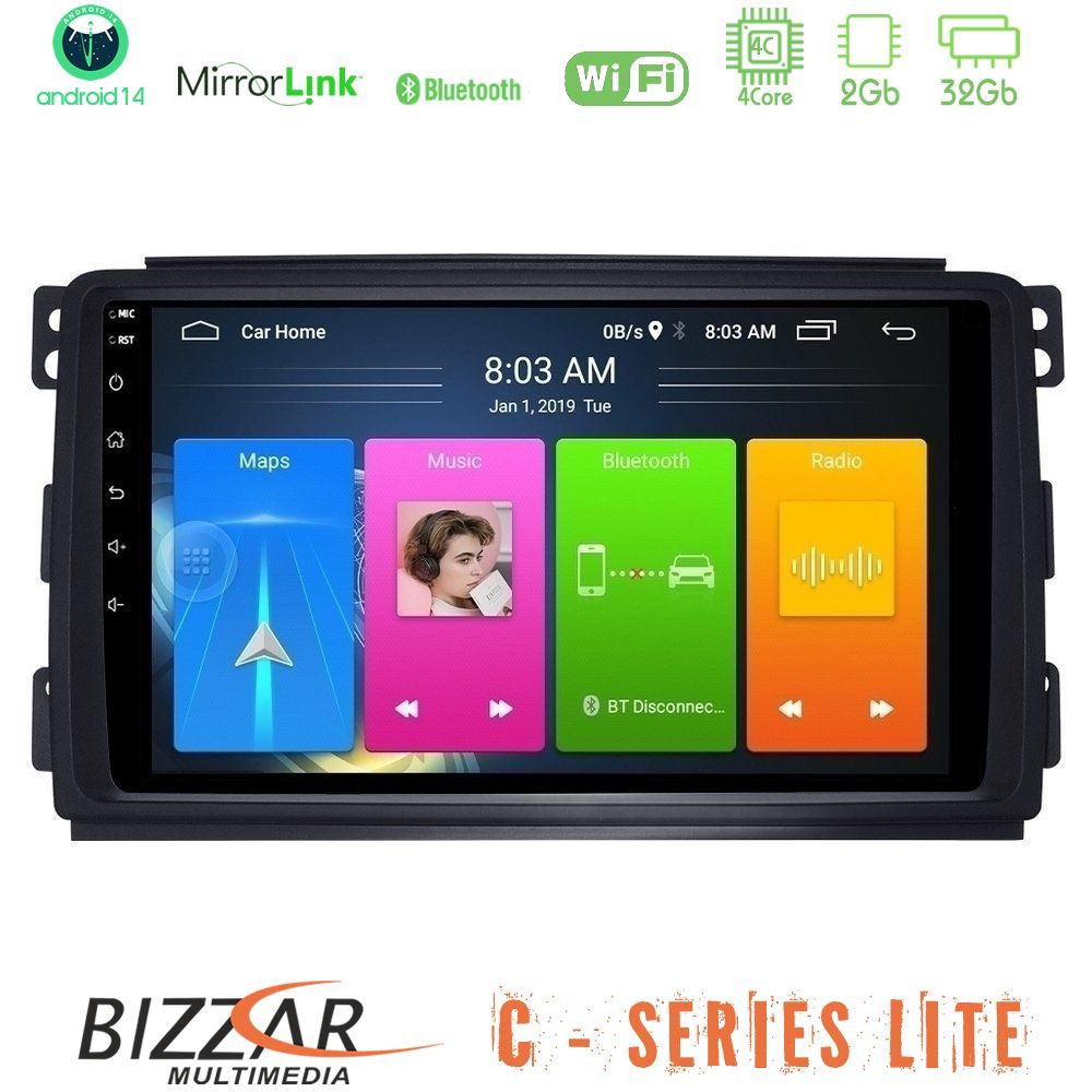 Bizzar C Series Lite 4Core Android14 2+32GB Smart 451 Navigation Multimedia Tablet 9"